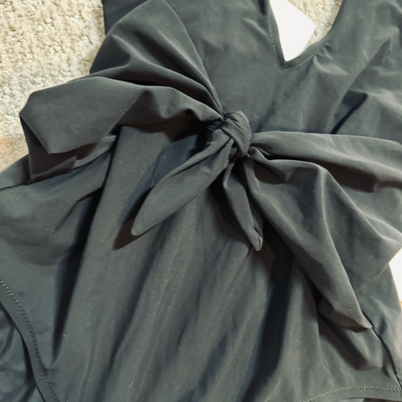 TORY BURCH solid Tie Halter One-Piece Swimsuit UPF L NWT plunge - Picture 9 of 11